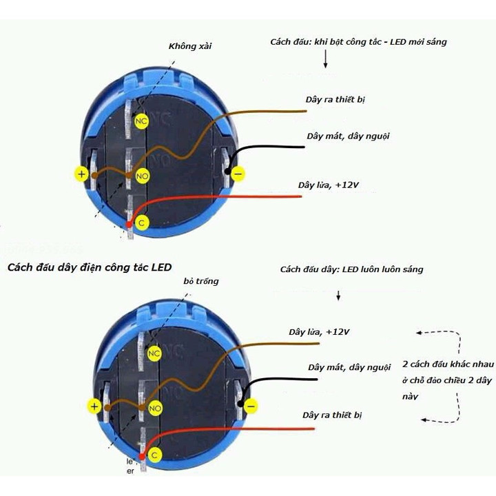 Công tắc nguồn phụ gắn xe máy có đèn led 12V - mẫu ngẫu nhiên