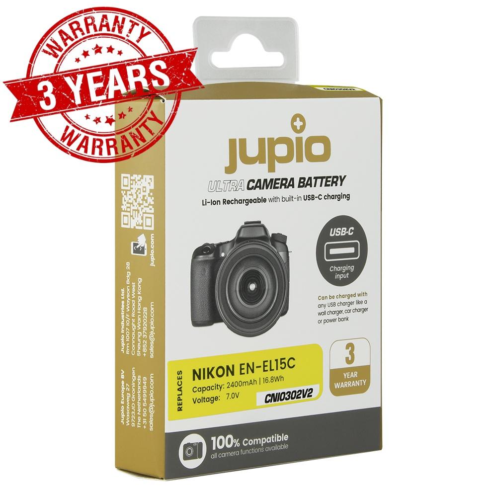 Pin máy ảnh sạc trực tiếp cổng USB-C hàng chính hãng Jupio EN-EL15C *ULTRA C* 2400mAh 16,8Wh dùng cho Nikon