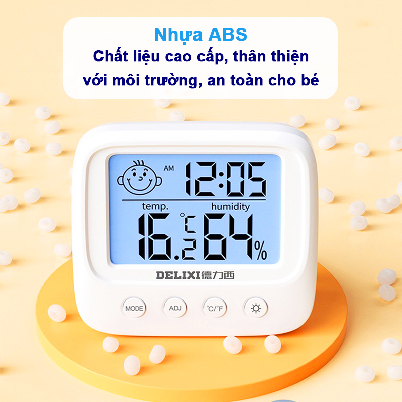 Nhiệt ẩm kế điện tử 3 trong 1 cao cấp Baby-S, Nhiệt kế phòng ngủ cho bé đa năng và tiện dụng – SDT005