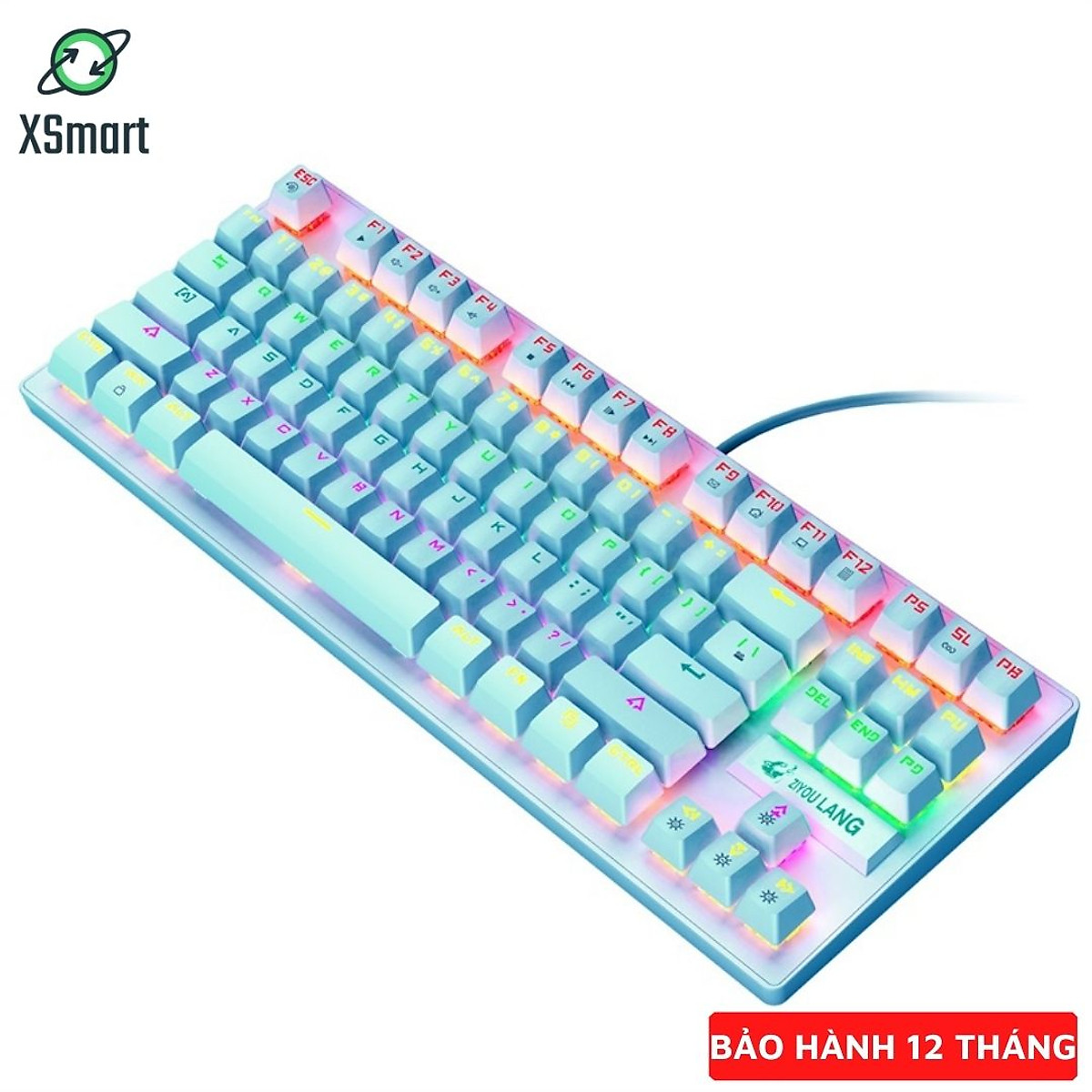 Bàn Phím Cơ Máy Tính K2 Pro Màu Xanh Led RGB, Chuyên Game Blue Switch Có 10 Chế Độ Màu Siêu Đẹp