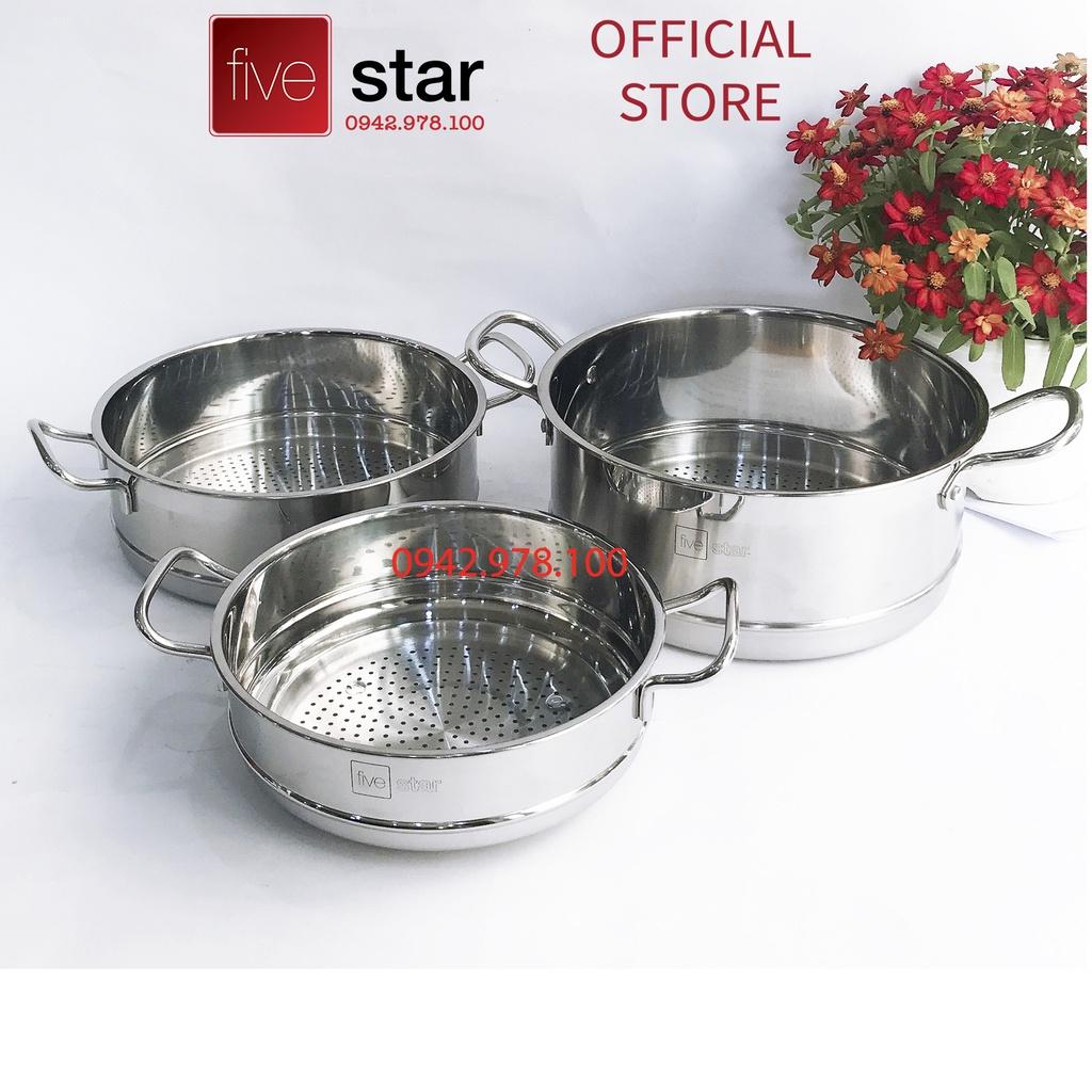 Bộ nồi xửng hấp 3 đáy inox 430 FiveStar Standard nắp kính tặng 1 muỗng canh (24cm /26cm / 28cm /30cm /32cm)