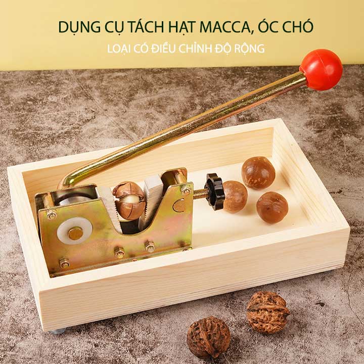 Dụng cụ tách hạt macca, óc chó đa năng, có điều chỉnh độ rộng, bằng thép mạ chống gỉ