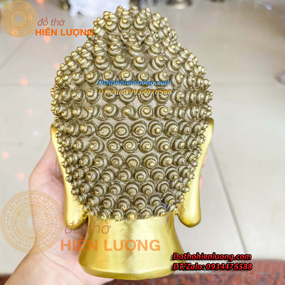 Tượng Đầu Phật Thích Ca Bằng Đồng Vàng Cao 17cm, Nặng 1,5kg Đẹp - Đồ Thờ Hiên Lượng