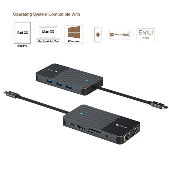 Cổng Chuyển Đổi Mazer Multimedia Pro Hub 10-in-1 USB-C-Hàng chính hãng