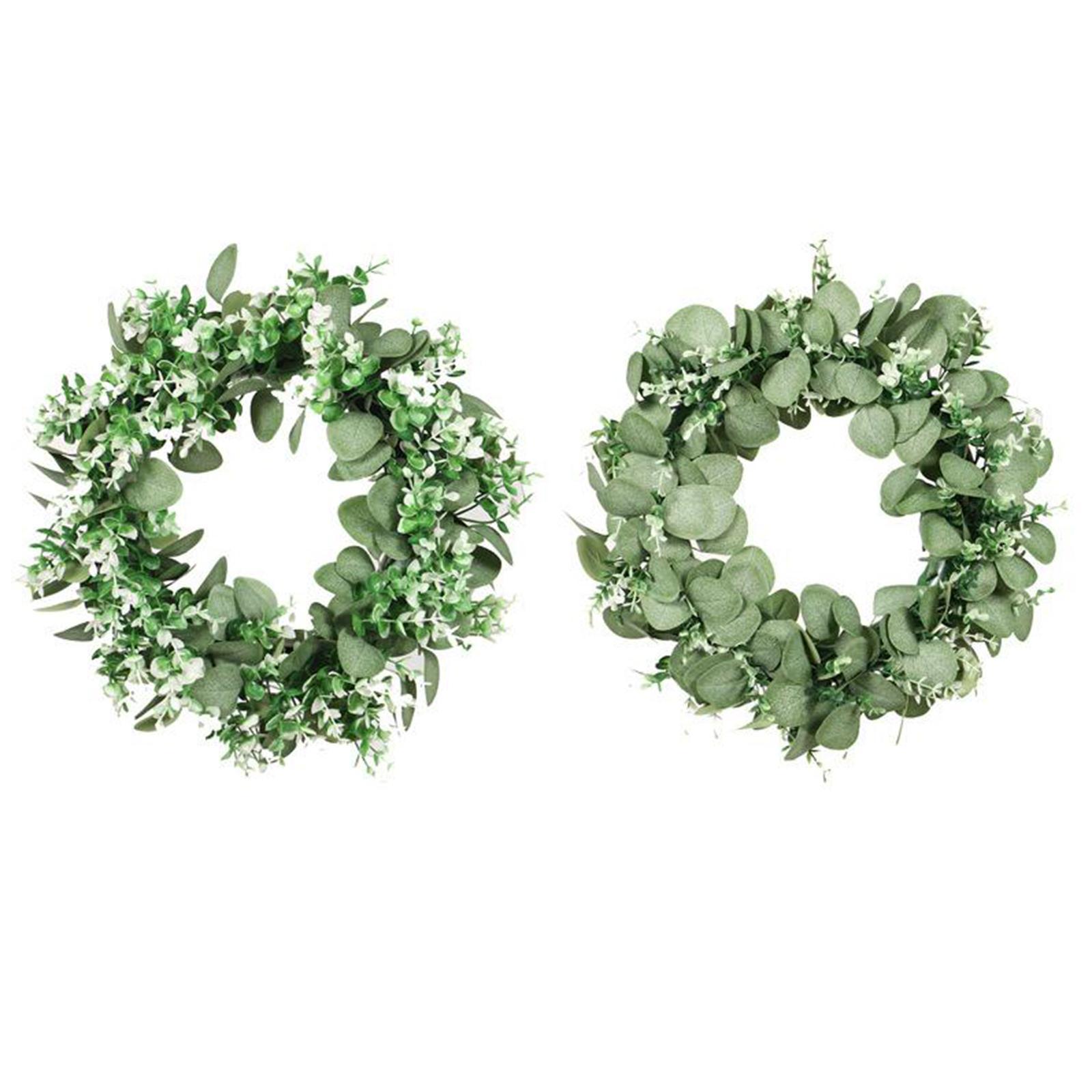 Green Artificial Eucalyptus Wreath Fake Leaves Door Hanging Garland Decor