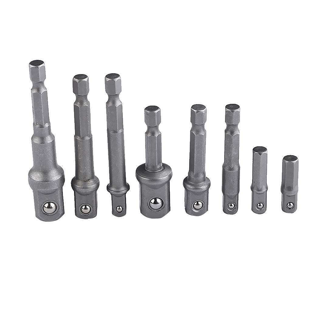 8Pcs Socket Adapter Set Hex Shank 1/4",3/8",1/2" Impact Drill BIts Driver