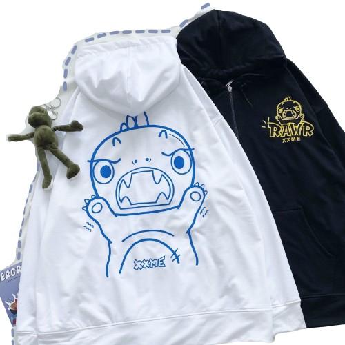 Áo Khoác Nỉ Nam Nữ UNISEX Nỉ Bông Dày Dặn Hàng QC Áo Khoác Cặp Jackets Nỉ Ngoại in KHỦNG LONG