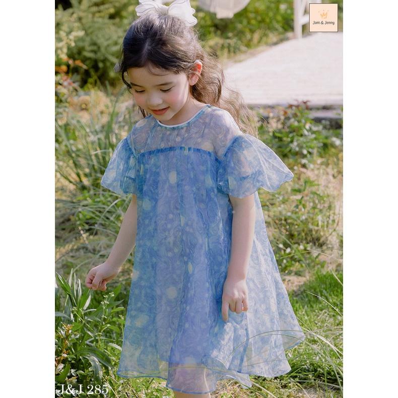 Đầm babydoll cho bé gái màu loang phong cách Hàn Quốc từ 8-30kg chất voan mềm mát