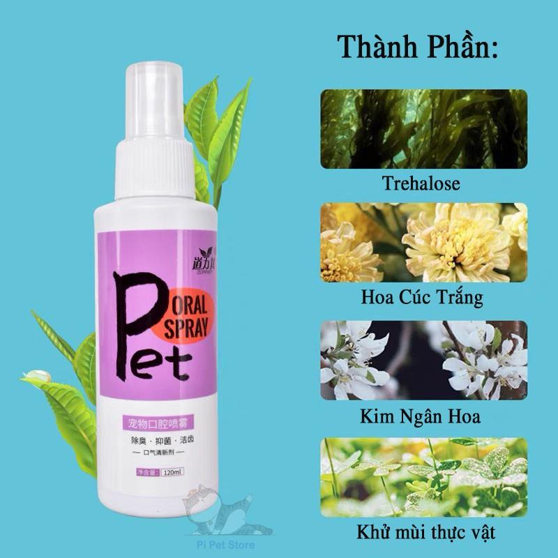 Xịt thơm miệng cho chó mèo Borammy 100ml (Xịt khử mùi, hơi thở thơm mát cho thú cưng)