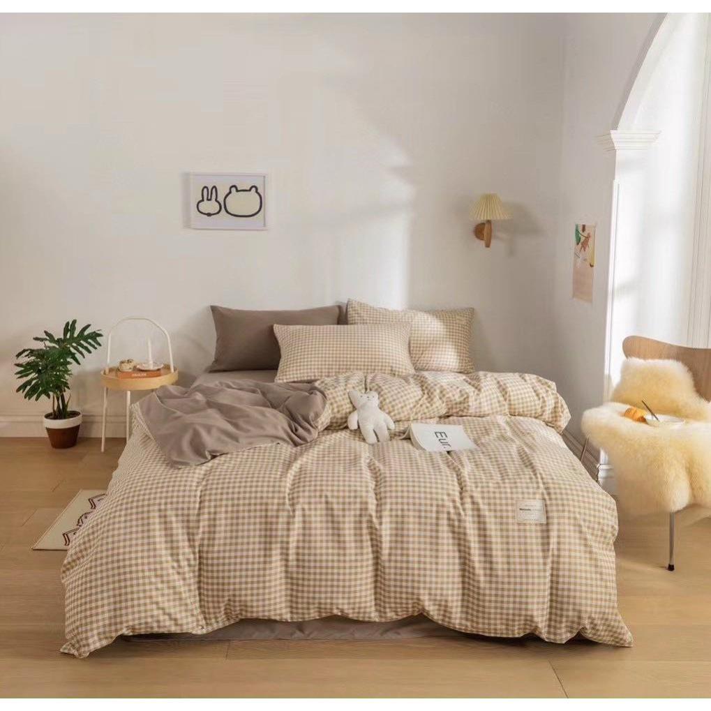 Bộ Chăn Ga Gối Cotton TC cao cấp - Chăn ga TC kẻ