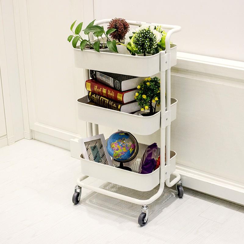 Kệ đa năng 3 tầng có bánh xe đa năng tiện dụng dùng trong gia đình, phòng bếp