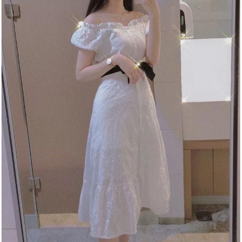 Đầm trễ vai trắng tiểu thư đuôi cá nữ tính Miu Dress