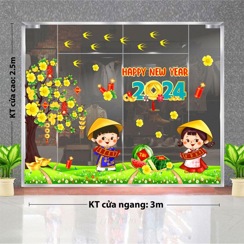 DECAL TRANG TRÍ TẾT 2024 CHO SHOP ĐỒNG HỒ