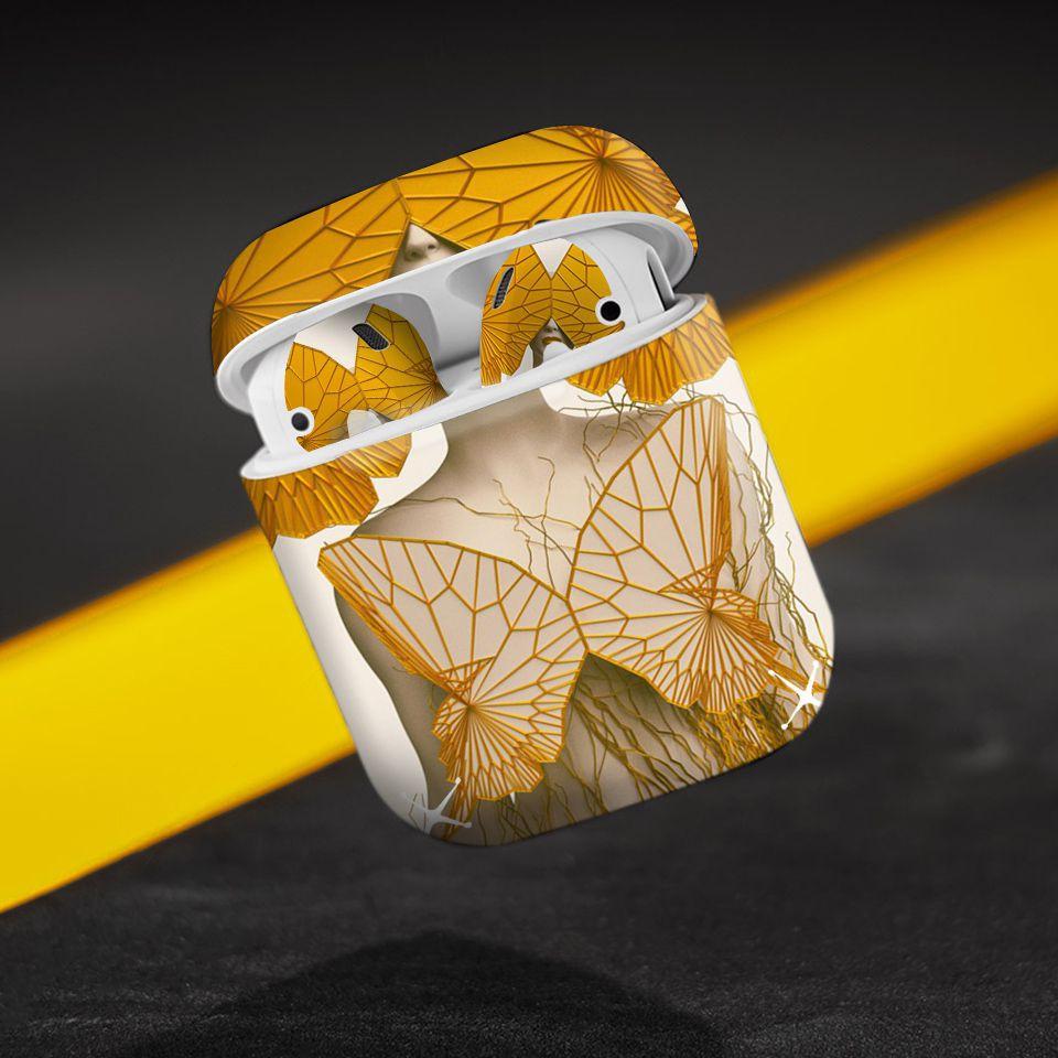 Miếng dán skin cho AirPods in hình giả sơn mài - GSM100