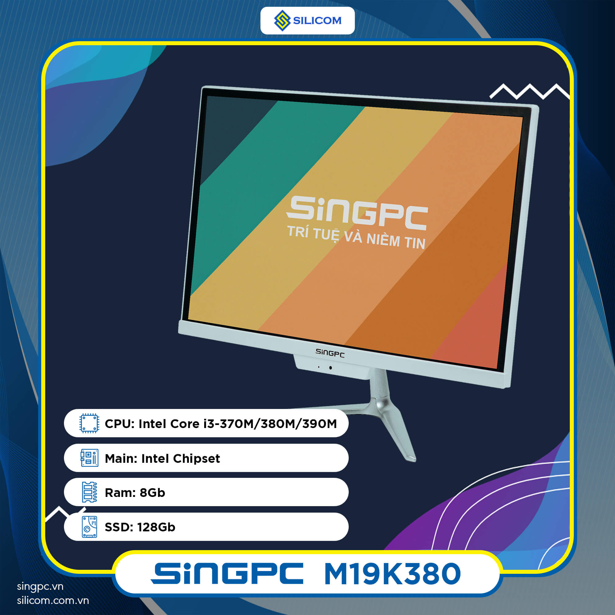 Máy tính All In One SingPC M19K380 - W -Hàng chính hãng (IntelCore i3 2.4 GHZ/DDR3 8GB/ SSD 128GB/M19K - 19