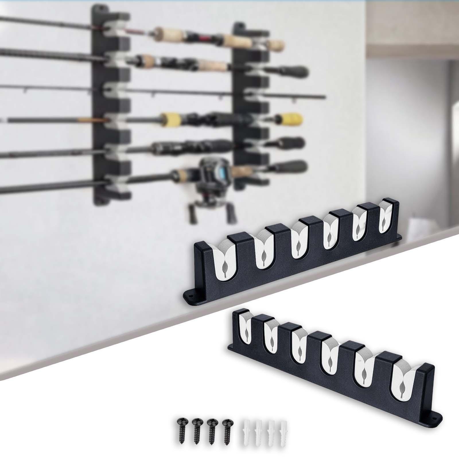 2 Pieces Fishing Rod Holder Support Organizer 6-Rod Rod Stand Fishing Rod Holder Stand Kit Wall Mount