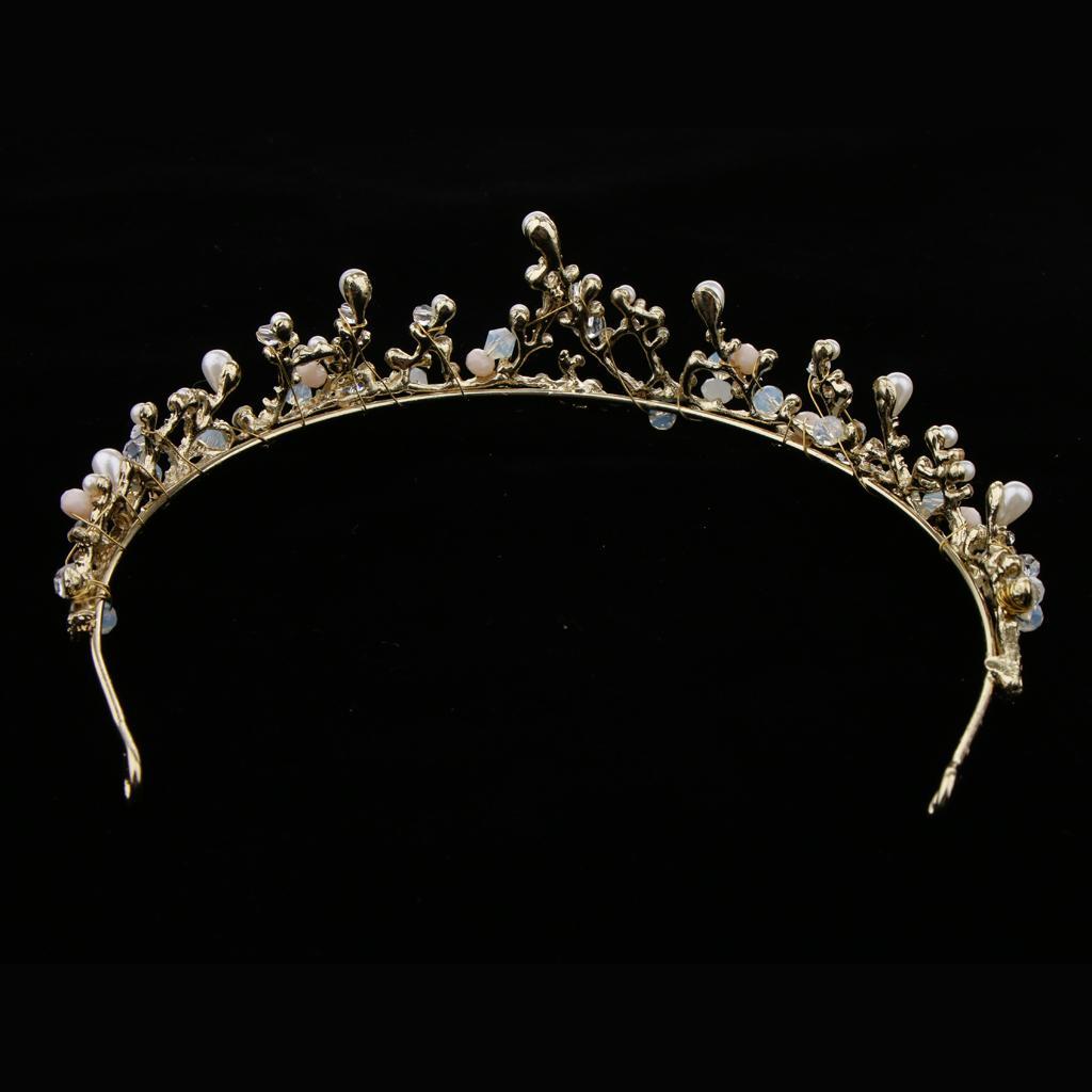 Wedding Crown Bridal Tiara Crystal Princess Headband Hair Accessory Gold