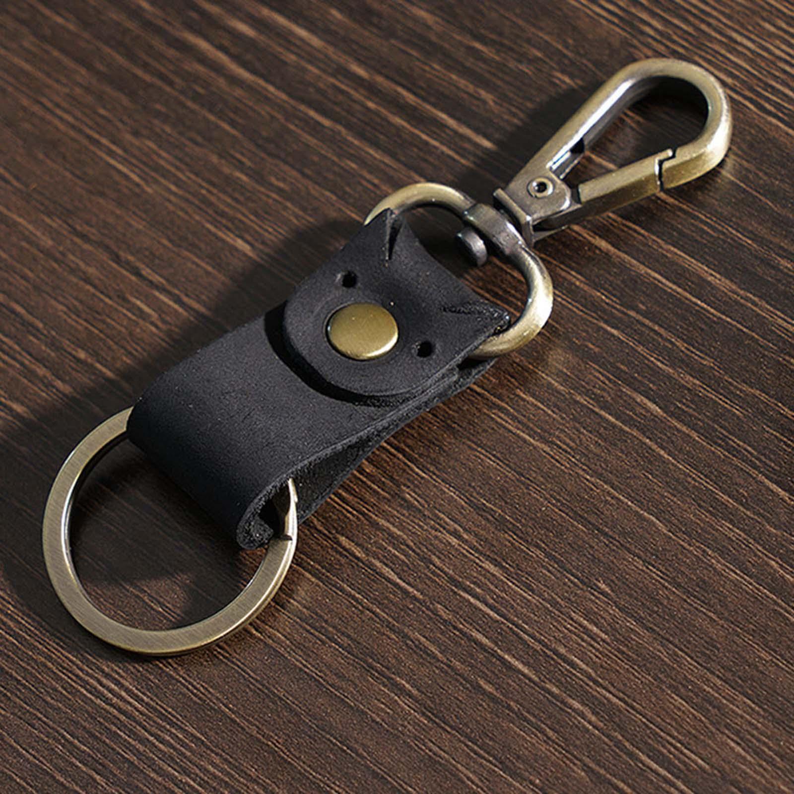 Leather Keychain Key Ring Unisex Business Key Chain Ring Fob