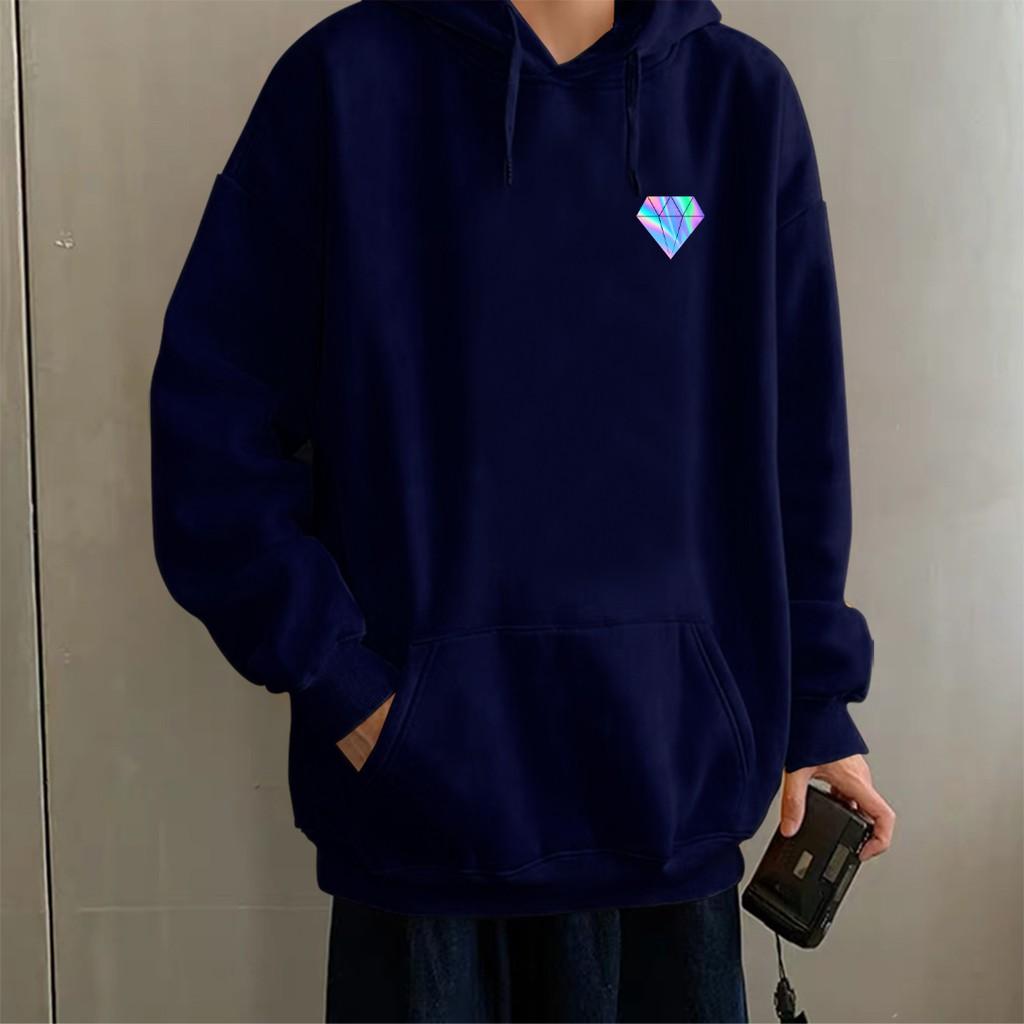 Áo hoodie Unisex dạ quang - Áo khoác nỉ phản quang họa tiết Kim cương in cao cấp