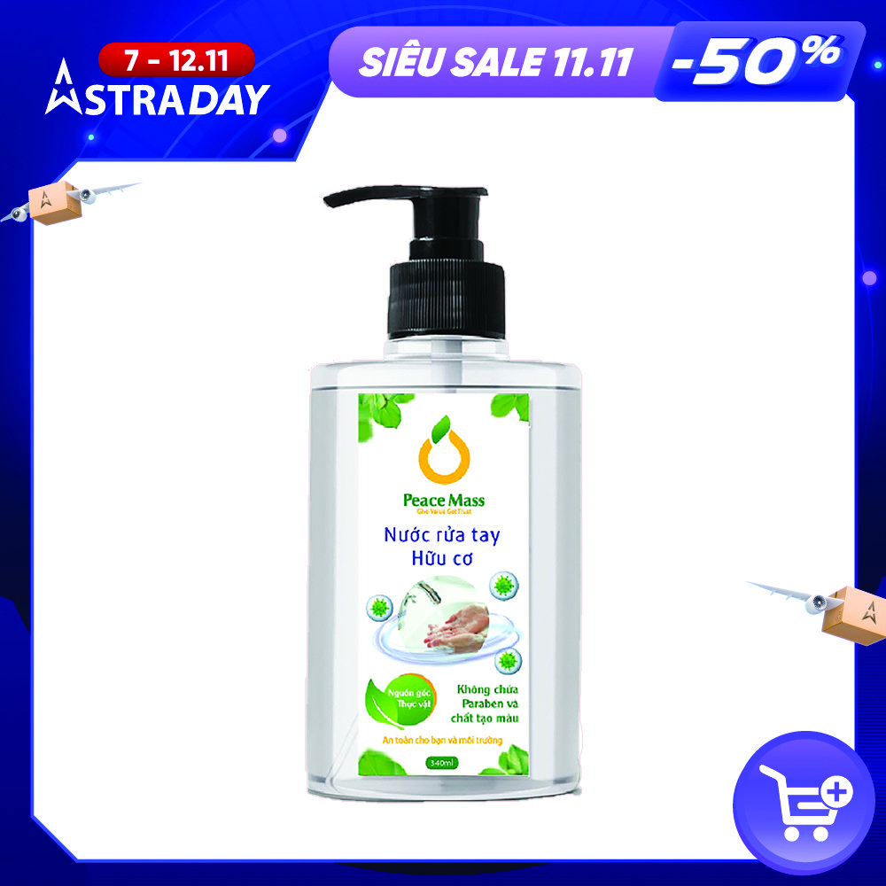 Nước Rửa Tay Gốc Thực Vật Peace Mass  Chai 340ml