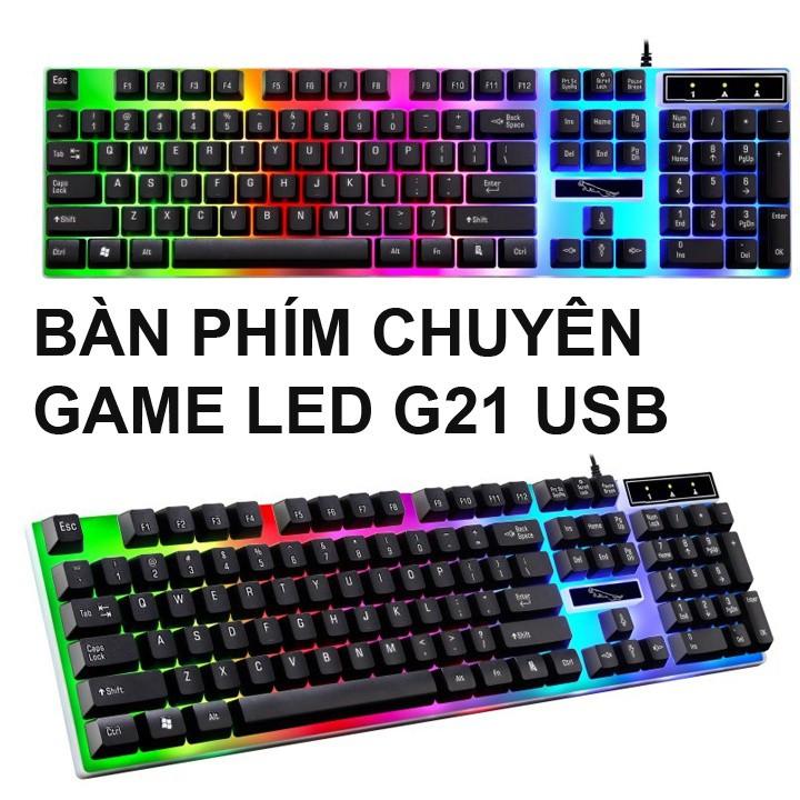 Bộ Bàn phím và chuột G21B chuyên game led 7 màu Hot 2021 Trắng Đen