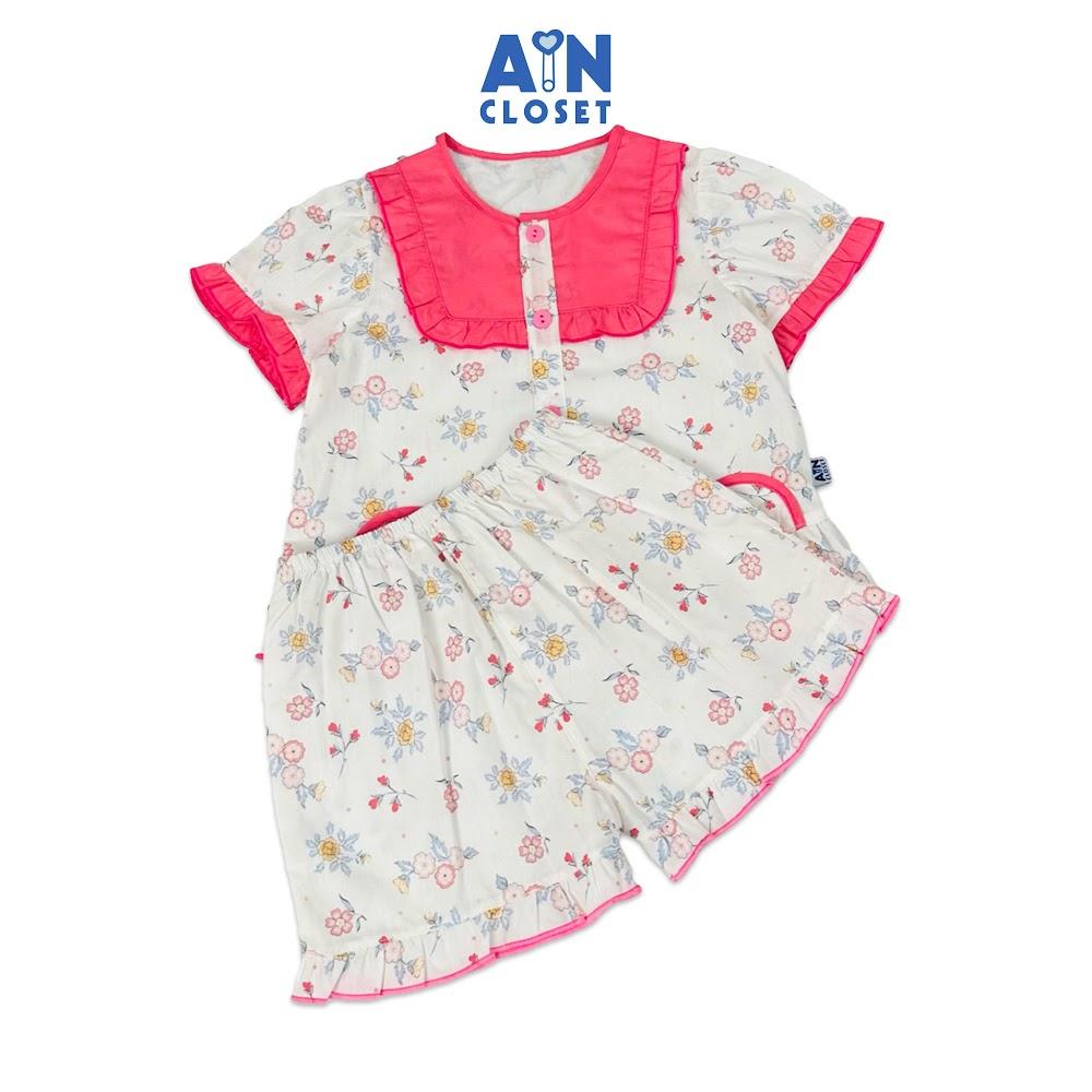 Bô quần áo Ngắn bé gái họa tiết Hoa Mắt Cười Hồng cotton - AICDBGU7VNMW - AIN Closet