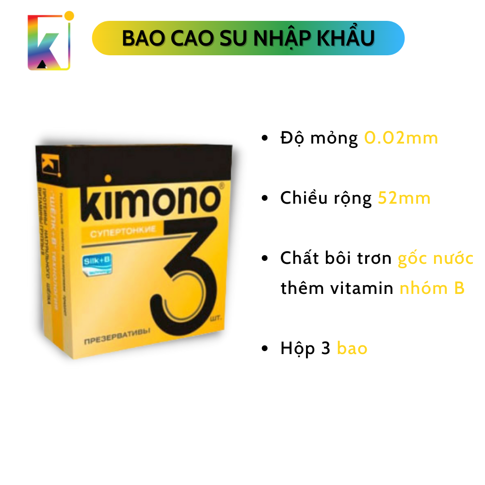 Bao cao su kimono supper thin 3 chiếc