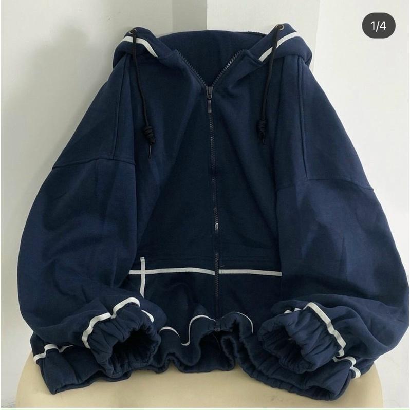 Áo Khoác Nỉ Nón 2 Lớp Áo Hoodie Zip Line May Form Unisex Rộng Thoải Mái
