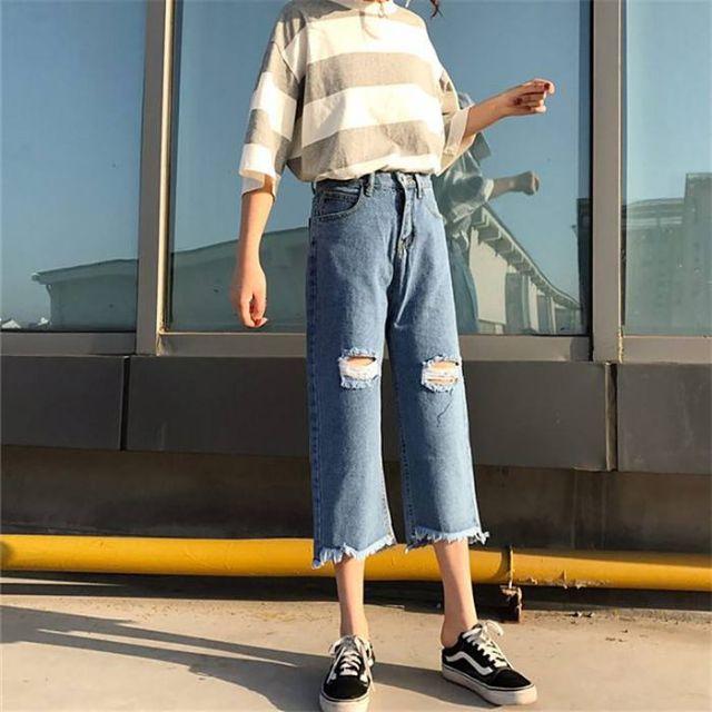 Quần jeans rộng chân ulzzang