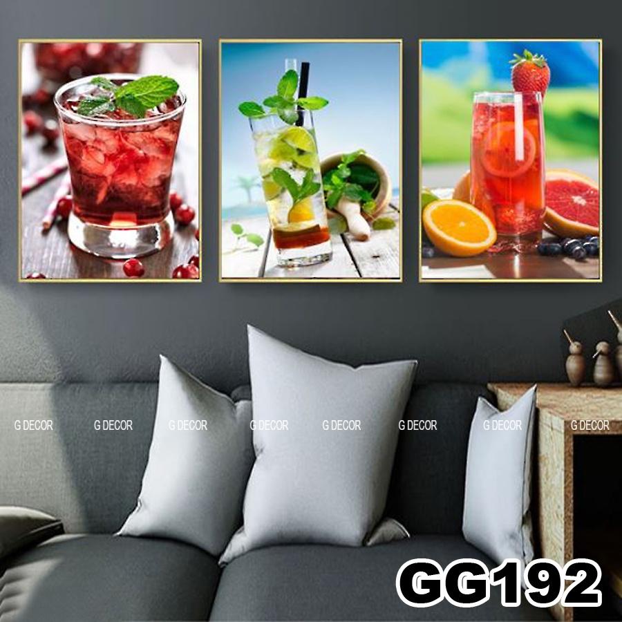 Tranh treo tường canvas 3 bức phong cách hiện đại Bắc Âu 131, tranh hoa quả trang trí phòng khách, phòng ngủ, phòng ăn