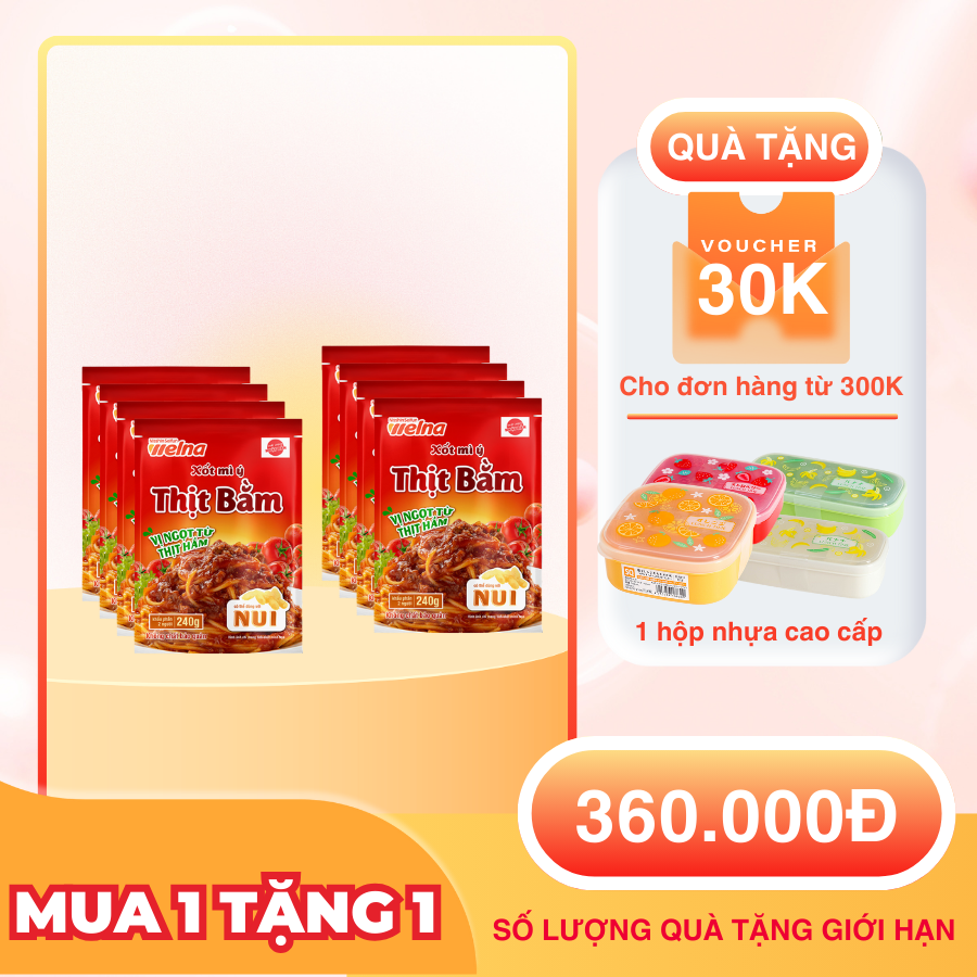 Combo 8 Gói Xốt Mì Ý Thịt Bằm [TẶNG KÈM HỘP NHỰA CAO CẤP] Nisshin Seifun Welna