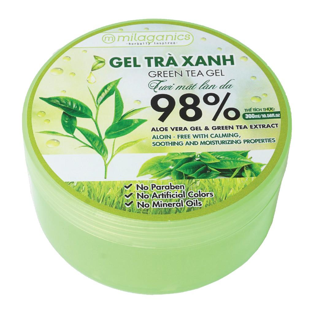 Combo 2 Gel Trà Xanh Ngăn Ngừa Mụn &amp; Làm Mềm Da Từ Tinh Dầu Trà Xanh Tự Nhiên MILAGANICS 300ml/ Hũ