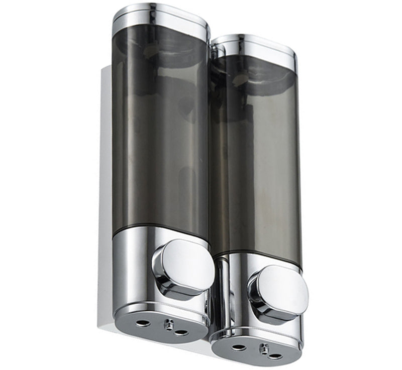 Hộp đựng xà phòng đôi treo tường Wall Mount Double Bottles Soap Dispenser (600ml) (Bạc)