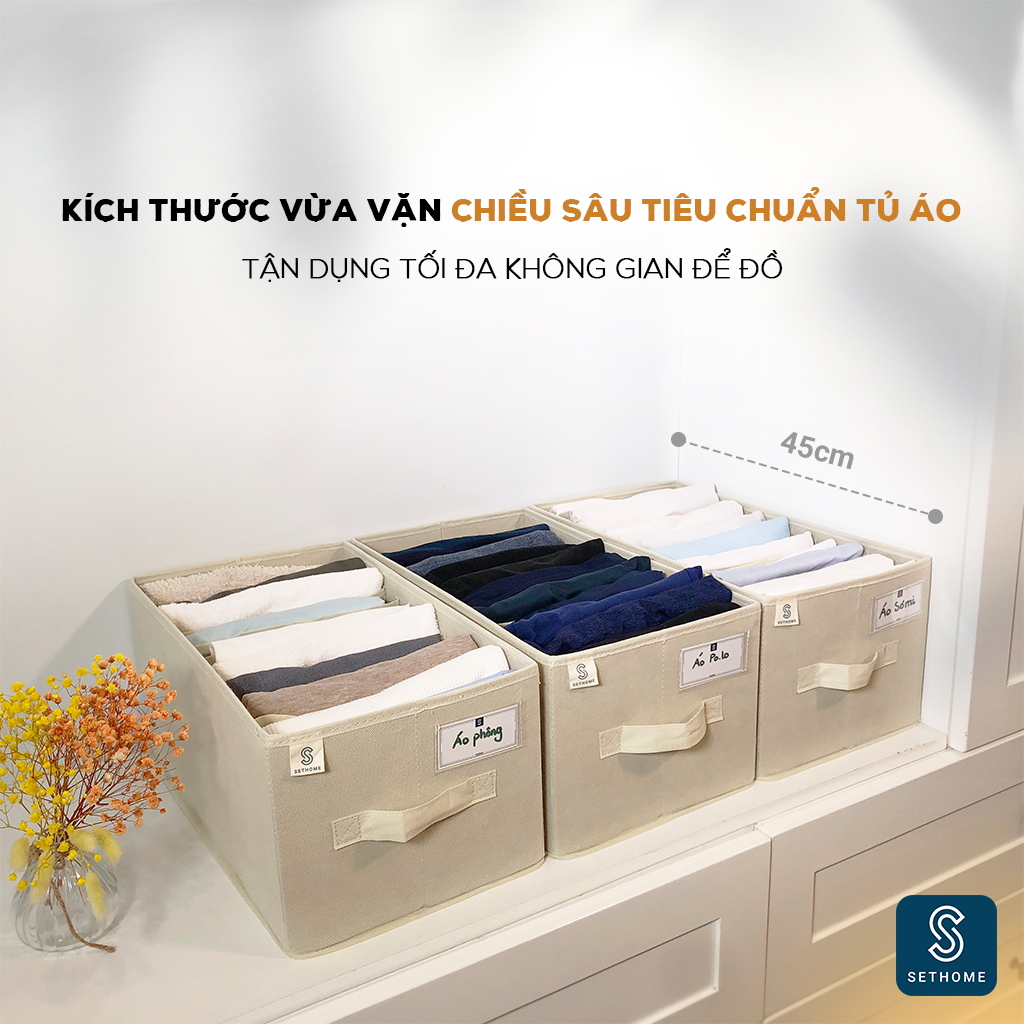 Hộp vải đựng quần áo 11 ngăn SETHOME chất liệu vải không dệt giỏ đựng quần áo đồ lót chia 11 ngăn mềm