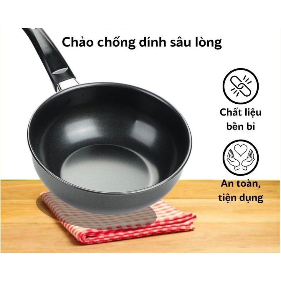 CHẢO SÂU LÒNG CHỐNG DÍNH 18CM HẤP THỤ NHIỆT NHANH THÍCH HỢP VỚI MỌI LOẠI BẾP