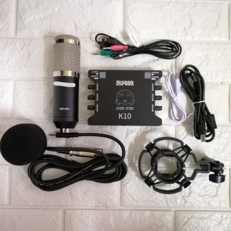 Bộ thu âm live stream Soundcard K10 và BM 900 hàng nhập khẩu