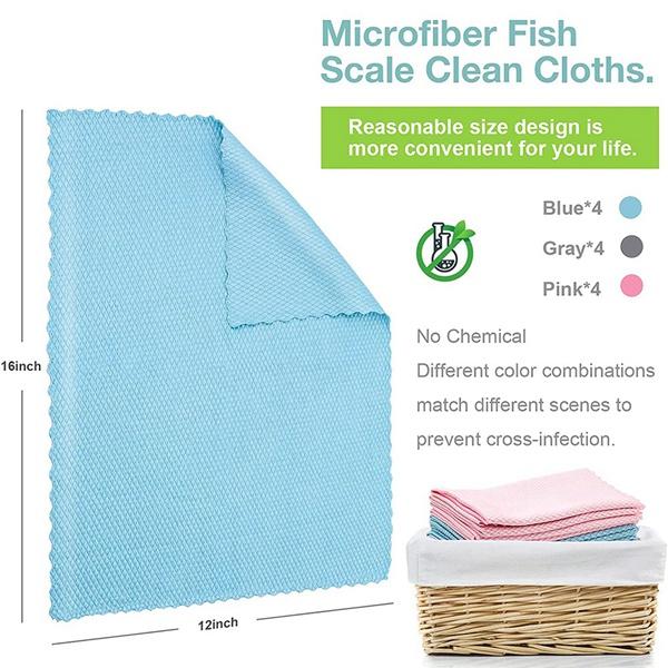 10Pcs Microfiber Cleaning Cloth Kitchen Dish Cloth Lazy Fish Scale Rag Absorbent Scouring Pad Thick Dish Towel