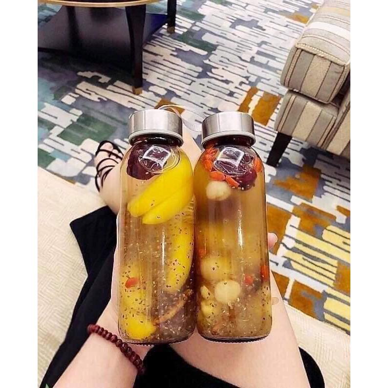 Bình nước thủy tinh 500ml có dây treo