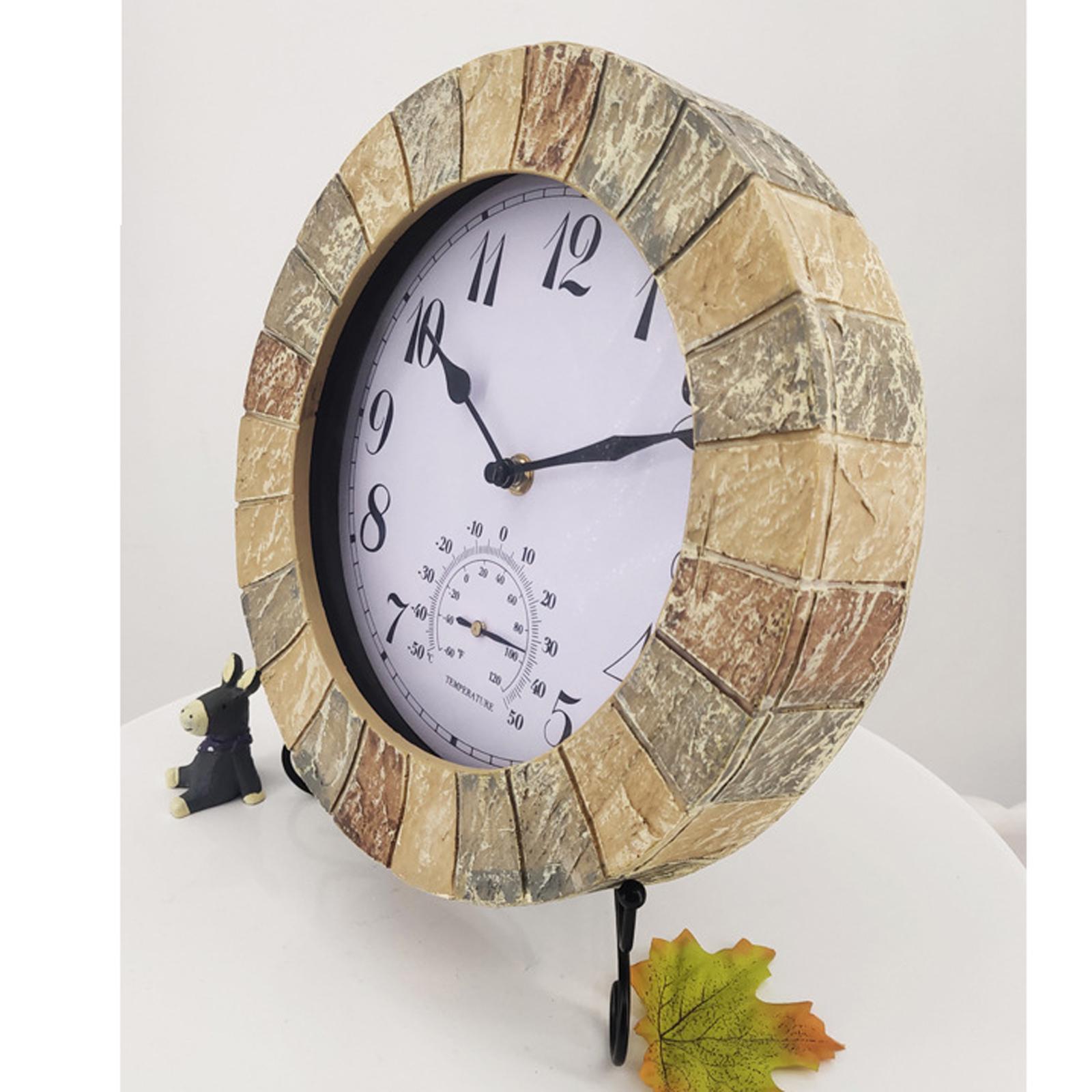 Outdoor Hanging Clock Waterproof Temperature Display for Living Room