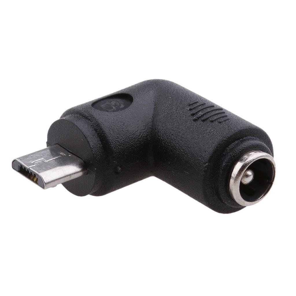 5x DC 5.5x2.1mm Female Socket to Micro USB Male Adapter Connector 90 Degree