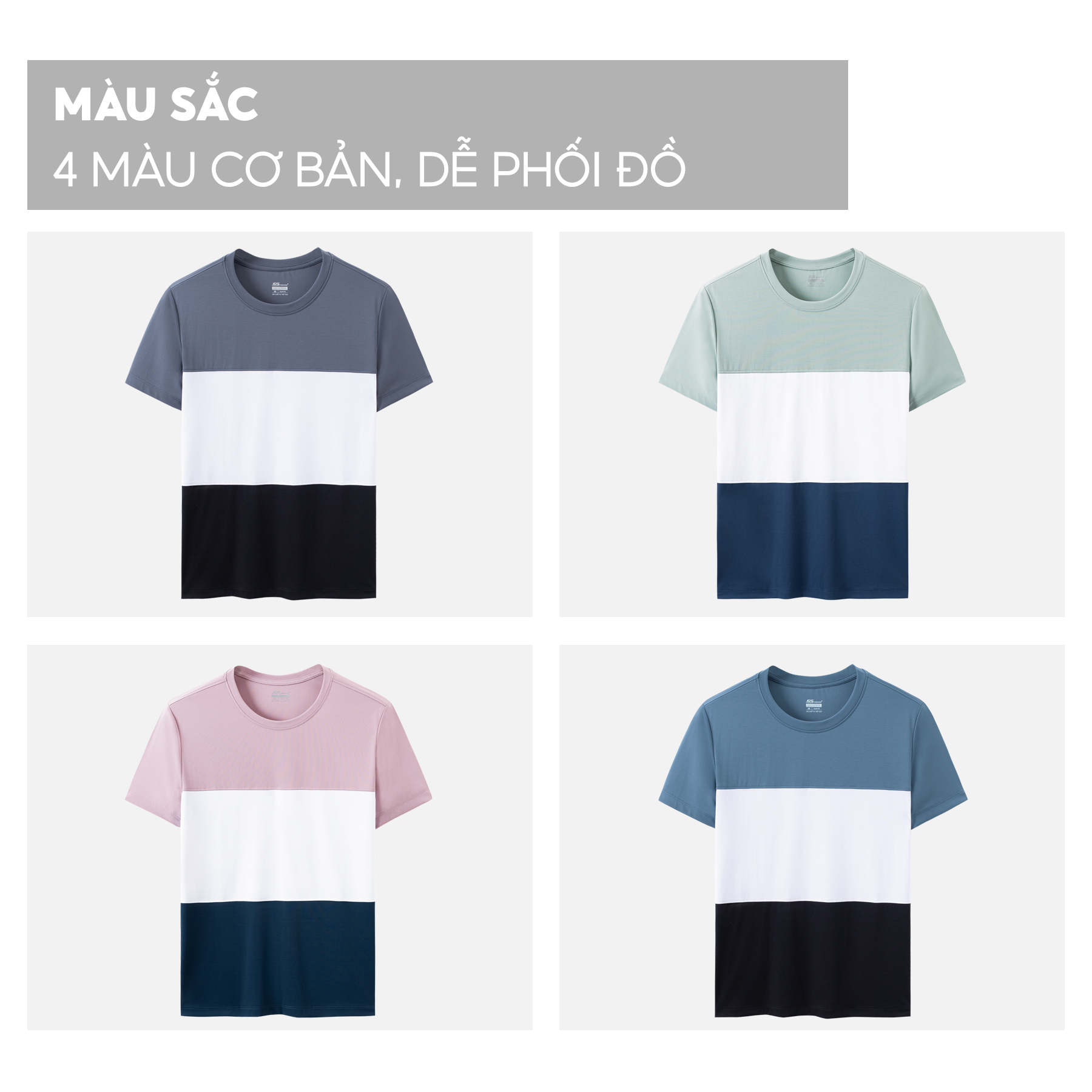 Áo Phông Nam Tay Ngắn 5S Phối Màu, Vải Cotton Premium Cao Cấp, Thoáng Mát, Trẻ Trung (00TSO23001)