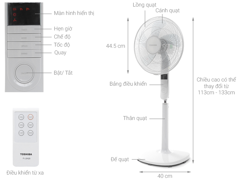 Quạt đứng Toshiba F-LSA20(W)VN- Hàng chính hãng