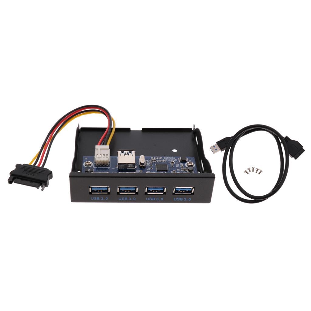 Black 19-Pin Bracket Cable to 4 Ports USB 3.0 Front Panel Expansion Bay Hub for PC