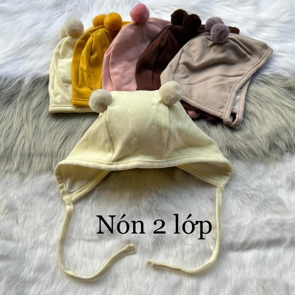 Mũ/ Nón Cục Bông Chất Cotton 2 Lớp Siêu Cute Cho Bé Từ 0-12 Tháng - Hồng