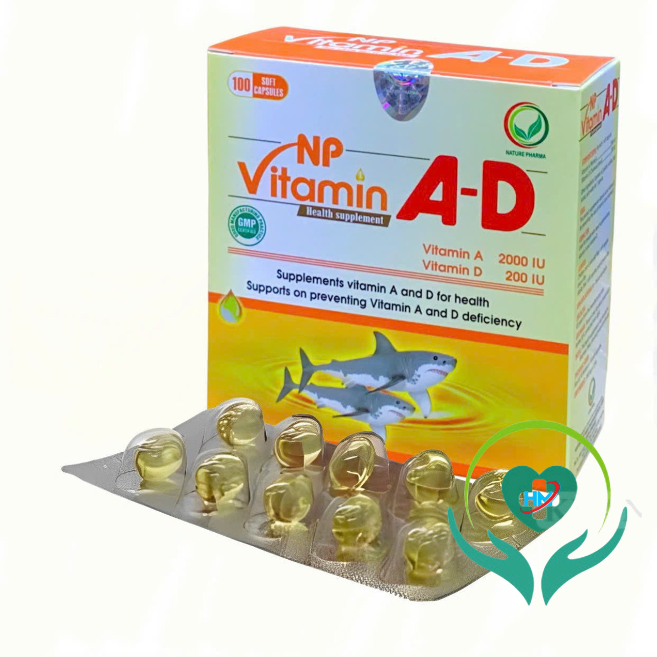 Viên uống VITAMIN AD -Hộp 100 viên - Sáng mắt đẹp da ,Giúp trẻ chắc xương, phát triển hệ xương khẻo mạnh, cao lớn., Vinaphar