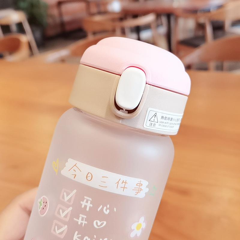 450Ml Kính Mờ Nước Uống Chai Kid Bé Gái Không Chứa BPA Sáng Tạo Mờ Nước Đi Học Cốc Cà Phê trà