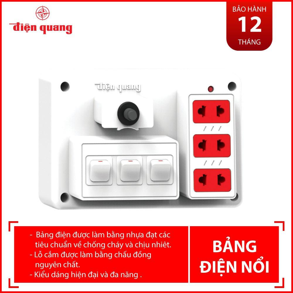 Bảng điện nổi V2/V3 Điện Quang ĐQ FEP 32W 02S - màu trắng, 3 lỗ 2 chấu, 2/3 công tắc