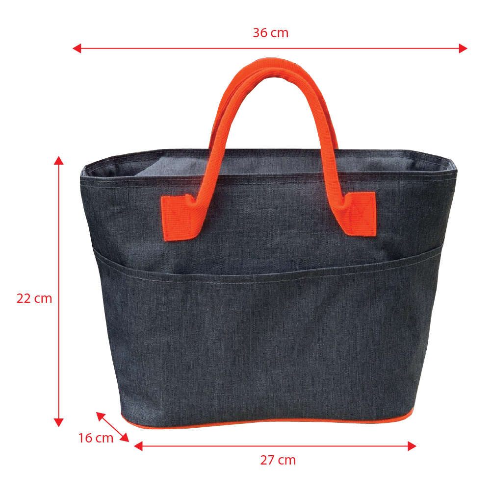 Túi Đựng Hộp Cơm Giữ Nhiệt Văn Phòng Có Dây Kéo Size To Màu Xám Quai Cam Tặng Túi Muỗng Nĩa (Lunch Bags, Box) - Mẫu Túi Vải Thời Trang Nữ