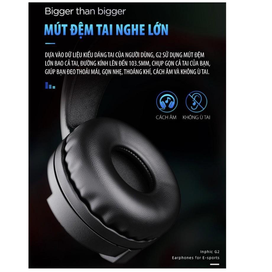 Tai Nghe chụp tai âm thanh nổi 7.1 siêu bass Gaming Inphic G2 tích hợp micro đàm thoại