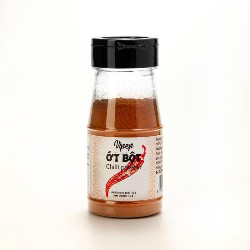 Ớt bột Vipep 45g xay mịn nguyên chất - gia vị cay thơm tạo màu, tẩm ướp cho các món kimchi Hàn Quốc, lẩu, kho, chiên
